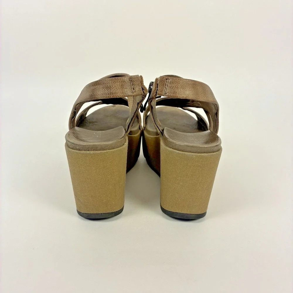 Antelope H43 Kaya Women's Metallic Taupe Leather Wedge Sandal EU 37 US 6.5